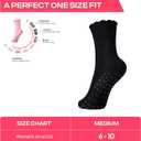 COOLMATE Pilates Socks with Grips for Women, Yoga Socks, Crew Non Slip Women for Barre, Pilates Gifts for Women (A-06k. 4 Pairs Ruffle Black/White/Light Purple/Pink)