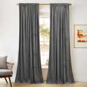 NICETOWN Grey Luxury Velvet Curtain Panels, Home Decoration Back Tab Window Treatment for Living Room/Bedroom/Home Theatre/Foyer Door/Sliding Glass Door/Dorm (2 Panel Per Pack, 96 inches Long)