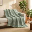 Amlie Home Chunky Knit Throw Blanket for Couch, Soft Chenille Handmade Crochet Throw Rope Knot Blanket for Couch, 50"x60", Sage Green