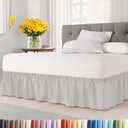 Wrap Around Dust Ruffle Bed Skirt - French Grey - for Full Size Beds w/ 15 Inch Drop - Easy Fit Elastic Strap - Adjustable Pleated Bedskirt w/Brushed Fabric - Wrinkle Free, Women, Men, Kids & Teens