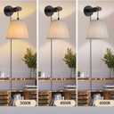 Plug in Wall Sconces, Bedside Wall Lamp with Wood Arm, Fabric Wall Light with On/Off Switch for Bedroom, Living Room, Farmhouse