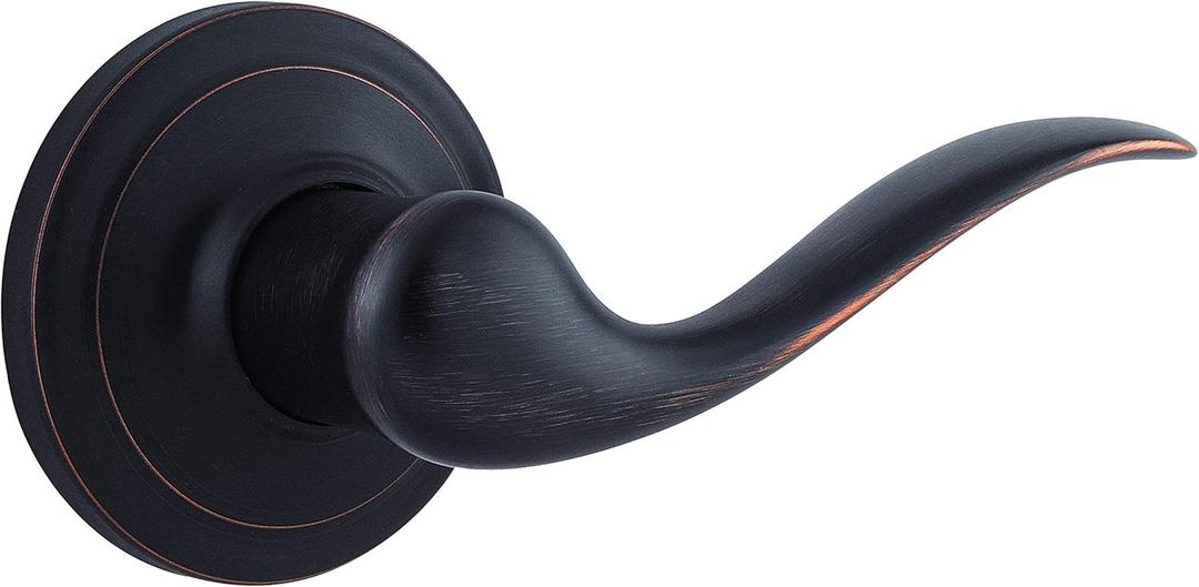 Kwikset Tustin Dummy Door Handle, Single Sided Lever for Closets, French Double Doors, and Pantry, Venetian Bronze Non-Turning Right Handed Interior Push/Pull Lever, with Microban Protection (1 Pack)