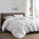 Serta Down Fiber Comforter Twin Size-Lightweight Duvet Insert, Luxury Fluffy Bed Comforter 100% Cotton 300 Thread Count Shell, Down Feather Fiber 500 Fill Power with Corner Taps, White 68x90inch