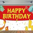 5.9x3.6ft Cartoon Birthday Backdrop Red and White Photography Backdrops for Kids Party Supplies Happy Birthday Party Decorations