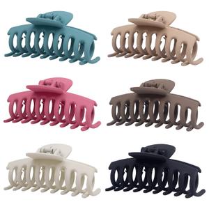 MAORULU 6 Pack 3.5" Hair Clip for Thin and Medium Thick Hair, Strong Hold Hair Clip for Fine Hair, Non-slip Cute Claw Clip for Women and Girls, Extra Lightweight Matte Jaw Clip (Multi Color), 6 Count (Black, White, Brown, Khaki, Blue, Pink)