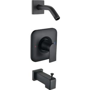 Shower Faucet Trim Kit Compatible with Moen Valve, Shower Arm, Shower Handle& Tub Spout, (Valve& Catridge Not Inclued), Matte Black