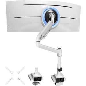 24-57 inch Heavy Duty Monitor Arm, up to 59.4 lbs, Single Desk Mount for Ultrawide TV and Screen, Premium Aluminum Single Monitor Stand, VESA 75x75-200x200 mm, White