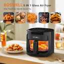 BOSWELL Glass Air Fryer, 4.5QT Transparent Fry Bowl, Circulating Heating, Non Toxic, Large Capacity Air Fryer Roast, Temperature Control Dishwasher Safe (Black)
