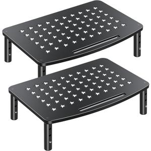 Zimilar 2 Pack Monitor Stands, 3 Height Adjustable Riser for Laptop, Printer, iMac, PC, Premium Metal Stand for 2 Monitors Black
