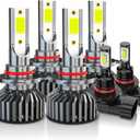 Lights for Toyota Avalon Bulbs High Low Beam Fog Lights 2000 2001 2002 2003 2004 2005 2006 2007, Plug and Play, Powersports Light For Off road Use, Pack of 6