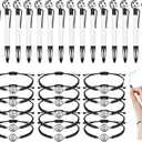 Sabary 30 Pcs Sport Theme Party Favors Set, 15 Pcs Soccer Pens 15 Pcs Soccer Theme Bracelets Ballpoint Pens Adjustable Bracelet Sport Party Gifts for Kids Teens Team Members (Black)