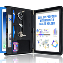 STYLIO Zipper Padfolio Portfolio Binder Organizer | Faux Leather Portfolio for Resume, Documents, Phone, Tablet, Business Supplies and Cards | Notebook Organizer with Letter Sized Notepad Included