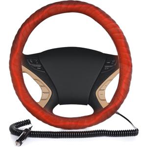 VaygWay Car Heated Steering Wheel Cover - 12v Black Soft Plush Warmer Car Steering Wheel Heater - Premium Quality 15" Auto Comfortable Steering Wheel Cover Protector Warmer for Vehicle (Soft Plush)