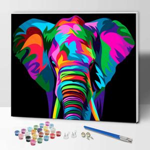 Hiolife Paint by Number Kits for Adults,Kids, Beginners, with Brushes and Acrylic Pigment, 16x12 Inch Elephant - with Framed