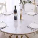 Walrus Clear Round Vinyl Fitted Tablecloth Waterproof Oilcloth Heavy Duty Elasticized Table Cover Elastic Edge Design Plastic Tablecloth Protector for Round Table