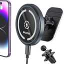 OHLPRO for MagSafe Car Mount Charger iPhone Wireless Car Charger, Stick on Dashboard Magnetic Phone Holder Mount for iPhone 16 Pro Plus Max 15 14 13 12 Series, 15W Fast Charging, Aluminum Shell (Dark Gray)