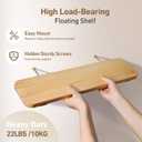 Wooden Floating Shelves for Wall, 15.7" W x 6" D x 0.6" H Large Wall Shelves, Hanging Storage Shelf with Hooks for Living Room, Kitchen, Bathroom, Bedroom Decor, Natural, 3 Packs