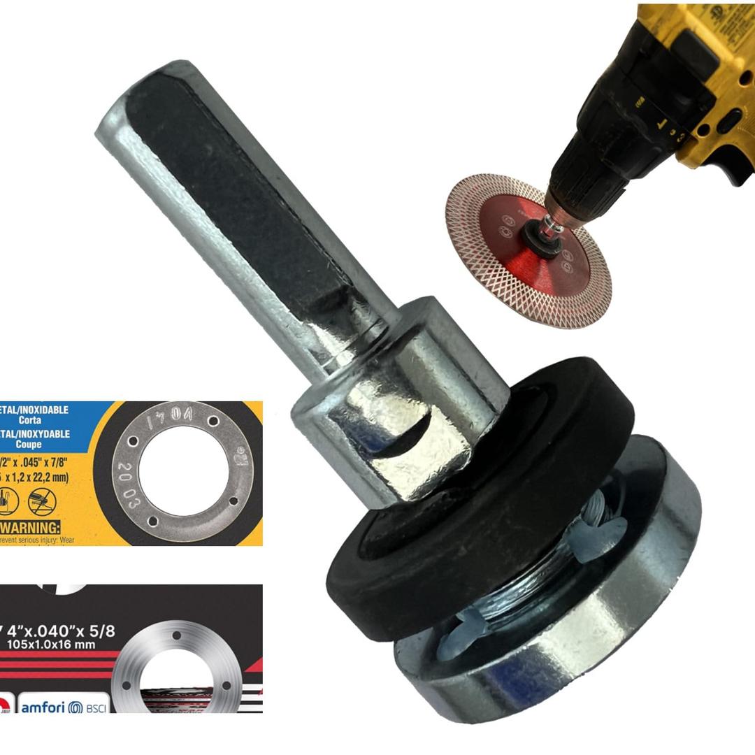 Keyfit Tools U.S.A. Drill Adapter Attachment for 3/8" 5/8" & 7/8" Arbor Grinder Discs & Abrasive Cut Off Wheels Precisely Converts Your Angle Grinding Disc for Drill Power Fits Standard Size Holes