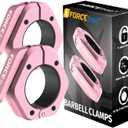 Barbell Clips (Pair), Barbell Clamps, Quick Release Olympic Barbell Clamps with Anti Slip TPR Grip, Barbell Collars for Secure Weightlifting & Powerlifting (Pink)