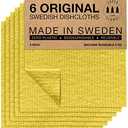 SUPERSCANDI 6 Pack Swedish Dishcloths for Kitchen - 100% Biodegradable & Compostable Reusable Paper Towels Washable, Food-Safe & Without Plastic - Dish Rags Suitable for Any Surface, Yellow