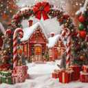 SJOLOON Christmas Backdrop Snowflake Background with Gifts for Christmas Party Decoration Family Gathering 12815 (82x59in) (7x5FT)