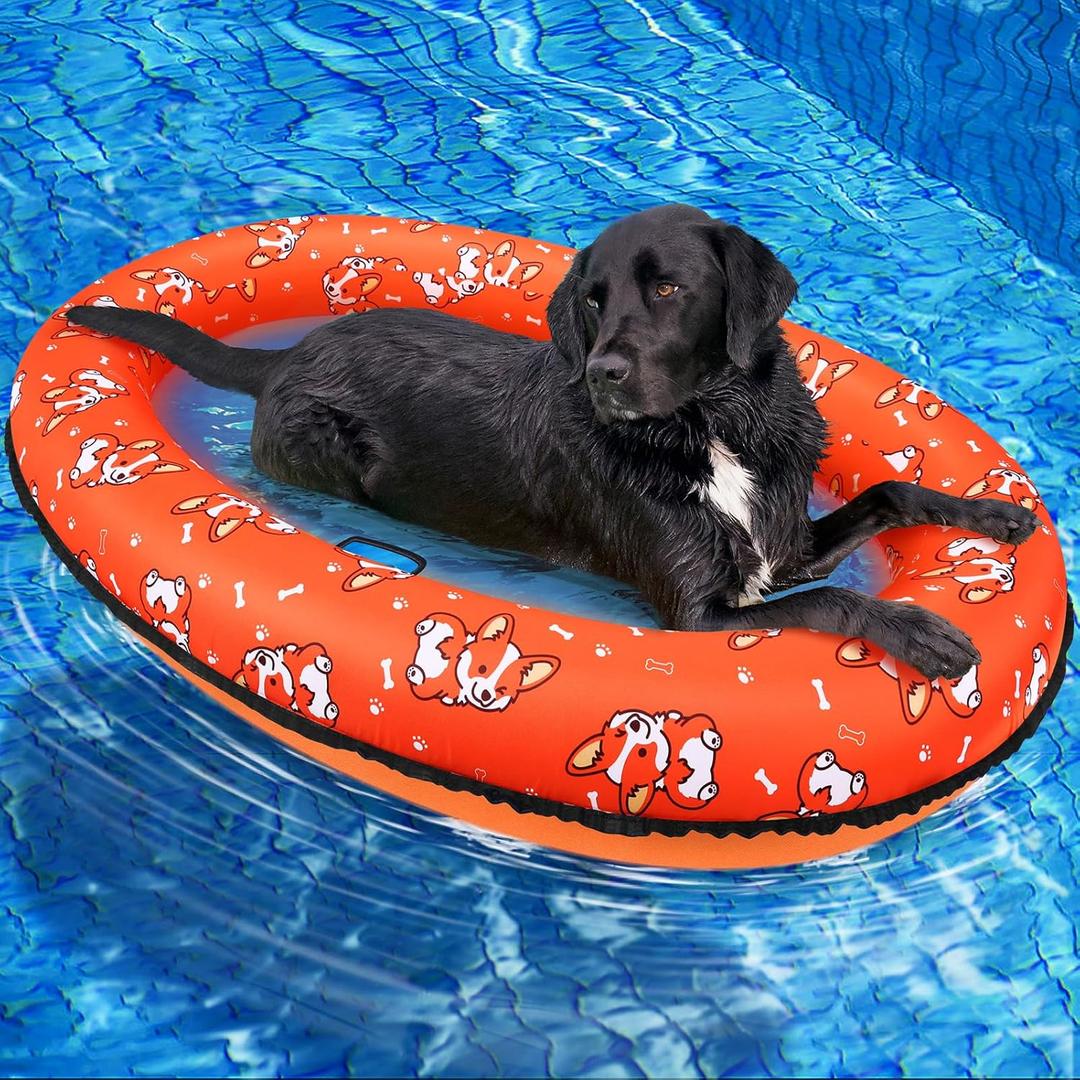 55'' x 35'' Dog Pool Float, Dog Floats for Pool, Pool Rafts for Dogs, Inflatable Pool Floats for Small Medium and Large Dogs, Pool Floats for Dogs for Lake River Pool Scratch Resistant