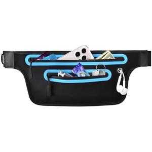 AIRSPO Running Belt, Waist Pack Fanny Packs for Women & Men with 2 Zipper Pockets Cross Body Bag Money Belt Phone Holder for Running Cycling Hiking