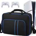 Sirmaeed For PS5 Carrying CasePortable Protective Travel Storage Bag with Thick Padding Compatible for PS5 Digital Edition Console, for PS5 Controller, Game Discs, Charger & AccessoriesBlack