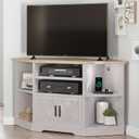 YITAHOME Corner TV Stand for 55/50 Inch TV, Farmhouse TV Stand for Living Room, Entertainment Center with Storage & Power Outlet, TV Console Cabinet for Living Room, Grey Wash & Grey White, Upto 55 inches TV
