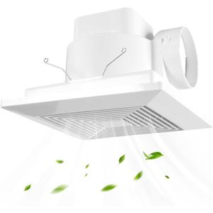 8 Inch Bathroom Exhaust Fan, Square 110 CFM 1.0 Sones Ultra Quiet Bathroom Vent Fan with DC Motor Full ABS Cover for 8.07" Ceiling Opening Mount Bath & Laundry, 110V-220V