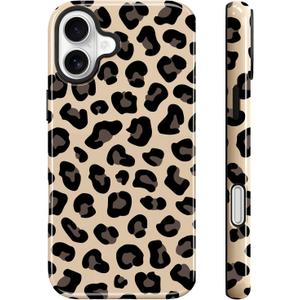 Magnetic for iPhone 17 Case for Women Men, Brown Leopard | Cool Cheetah Pattern Design [Compatible with MagSafe] 2-Layer Hybrid Shockproof Glossy Protective Cover