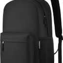 ZUBOND Unisex Black Backpack for School & Travel - Lightweight Laptop Backpack Fits 15.6 Inch Notebook, Water Bottle Pocket - Ideal for Teens, College Students, Adults