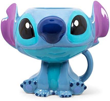 Disney Lilo & Stitch 3D Sculpted Ceramic Coffee Mug | Official Kitchen Accessories | Collectible Drinkware For Home Kitchen Bar Set | Holds 15 Ounces
