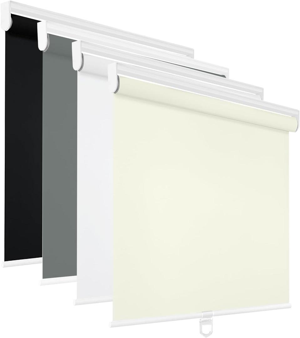 Blackout Roller Shades Cordless for Windows,100% Room Darkening Window Blinds for Bedroom,Thermal Insulated UV Protection,Easy Install Pull Down Shades for Home,38" w x 72" h,Beige