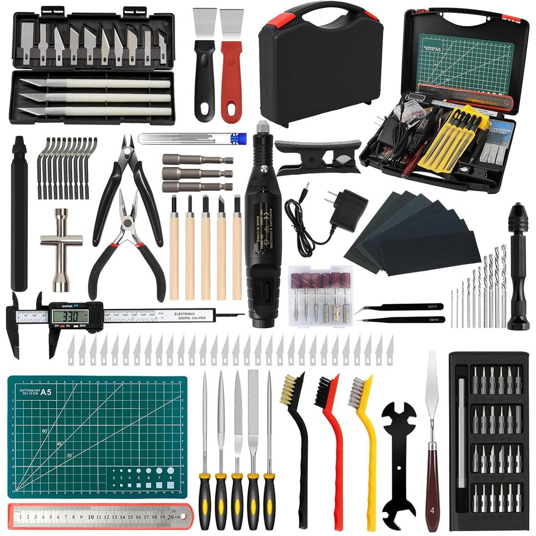 158 PCS 3D Printing Tool Kit, 3D Printing Accessories with Nozzle Cleaning Kit, Deburring Tool, Digital Caliper, Mini Rotary Tool, Smoothing Tools, 3D Printer Tools for Removing Finishing 3D Print