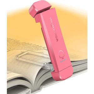HIONXMGA Book Reading Light,Silent Touch Lamp for in Bed,Rechargeable Clip on Booklight with 3 Amber Colors & Precise Dimming Night Reading,Best Gift Lovers,Kids,Pink,(SD-10)