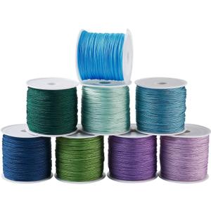 PH PandaHall 8 Rolls Braided Nylon Cords 8 Colors 0.8mm Chinese Knotting Kumihimo Beading Thread for DIY Bracelets Pendants Macrame Tassel Making