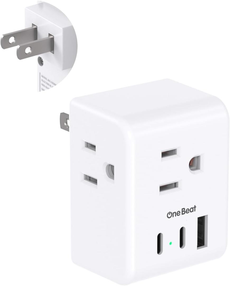 US to Japan Plug Adapter - One Beat Japan Power Travel Adapter with 3 Outlets 3 USB Ports(2 USB C), 2 Prong to 3 Prong Outlet Adapter, Type A Plug Adapter for USA to Japanese Philippines China Canada