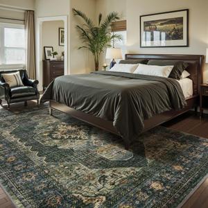 Olive Green Area Rug 6x9 Bedroom Rug Living Room Rugs Washable Soft Vintage Neutral Farmhouse Dining Room Rug Office Carpet Water Repellent Easy Care Non Slip