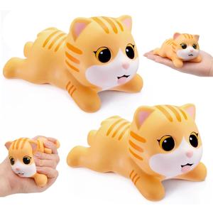 Hungdao 2 Pcs Orange Cat Tabby Stress Toys PU Foam Cat Stress Balls Squeeze Sensory Toys Funny Appreciation Gift for Anxiety Relief Prize Fidget Party Favor Adults Cute Office Desk Accessory