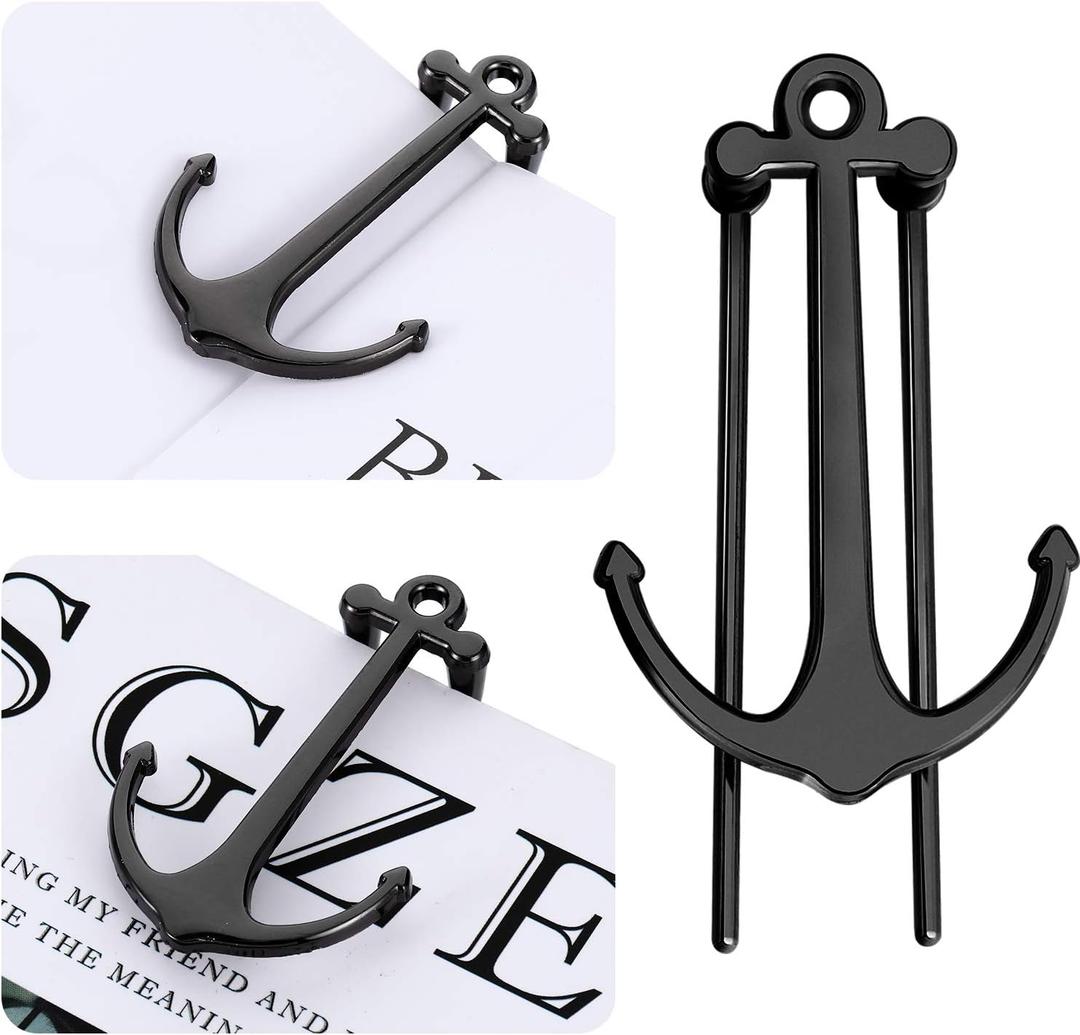 2 Pieces Bookmarks Creative Anchor Bookmark Metal Page Holder for Reading Students Teachers Graduation Gifts Office Supplies (Black)
