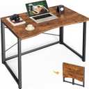 Huuger Folding Desk for Small Spaces, 31.5 Inch Foldable Computer Table, for Home Office, Study, Bedroom, Dorm, Space Saving, Small Writing Work Office Computer Desk, Easy to Fold, Rustic Brown