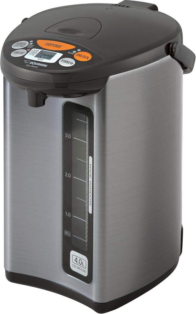 Zojirushi Micom Water Boiler and Warmer (135 oz. / 4L, Silver) (4.2 Quarts)