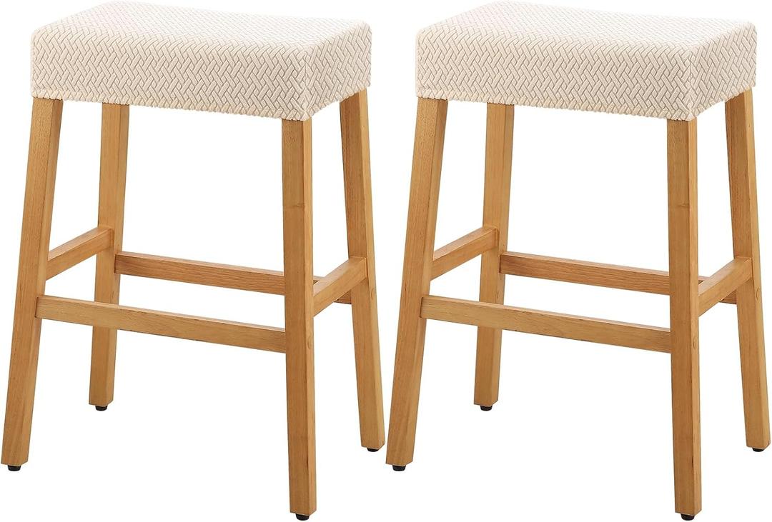 YISUN Stool Covers Rectangle - 2 Pack Stretch Waterproof Saddle Seat Cover Counter Bar Stools Bar Chairs Covers Kitchen Island Chairs Cushion Protector