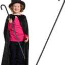 Baluue 39.37 Inch Black Magician Crutch Lightweight Plastic Decorative Cane Halloween Party Performance Prop Cosplay Accessory (100X1.8CM)