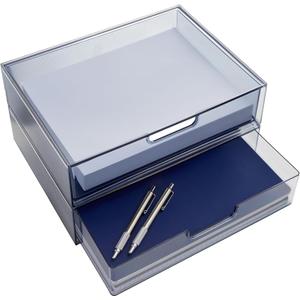 STORi STAX Plastic Stackable Organizer Drawers (Set of 2) Classic Grey | 12.5" Wide | Set Includes Two Open Drawer | Organize Office Desk Accessories & Sort Paper | Made in USA STORi STAX Plastic Stackable Organizer Drawers (Set of 2) Classic Grey | 12.5" Wide | Set Includes Two Open Drawer | Organize Office Desk Accessories & Sort Paper | Made in USA