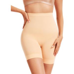 Tummy Control Shapewear Boyshorts, Seamless High Waisted Thigh Slimmer with Anti-Slip Silicone (M)