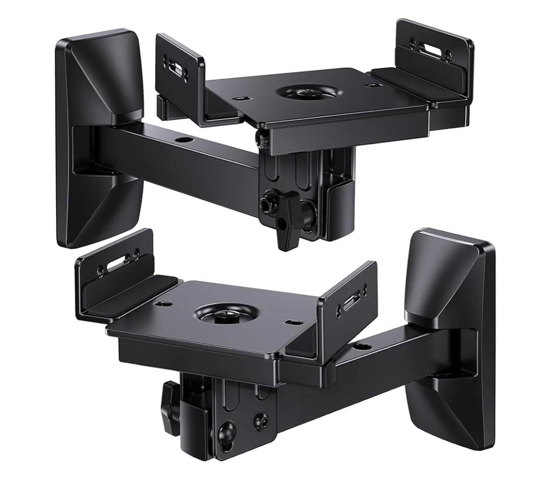 Pipishell Speaker Wall Mounts, Dual Side Clamping Bookshelf Mounting Bracket, Speaker Mounts for Surround Sound, Bookshelf Speakers up to 55 lbs, 1 Pair