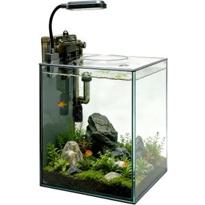 Nano Aquarium Kit, 2.1 Gallon Rimless Glass Fish Tank