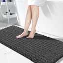Yimobra Bathroom Runner Rug 60x24 Inch - Extra Long Non Slip Chenille Bath Mat, Soft & Absorbent, Machine Washable Shaggy Hallway Carpet for Vanity Tub Shower, Dark Gray Home Decor Accessories